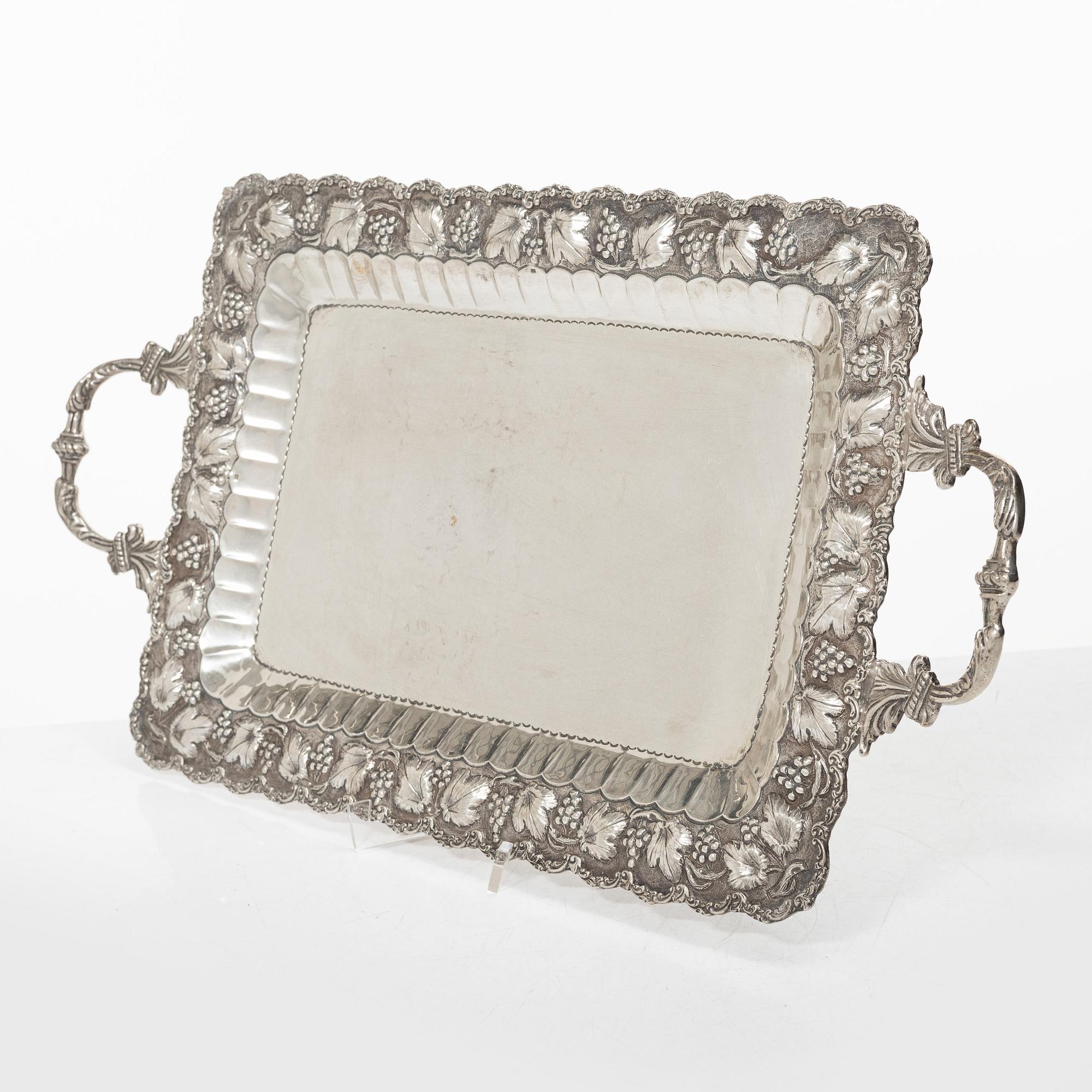 Tray, silver, 20th century.