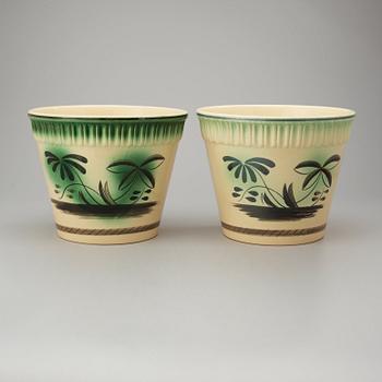 A pair of Arthur Percy creamware flower pots, 'Percy', Gefle, 1920's.