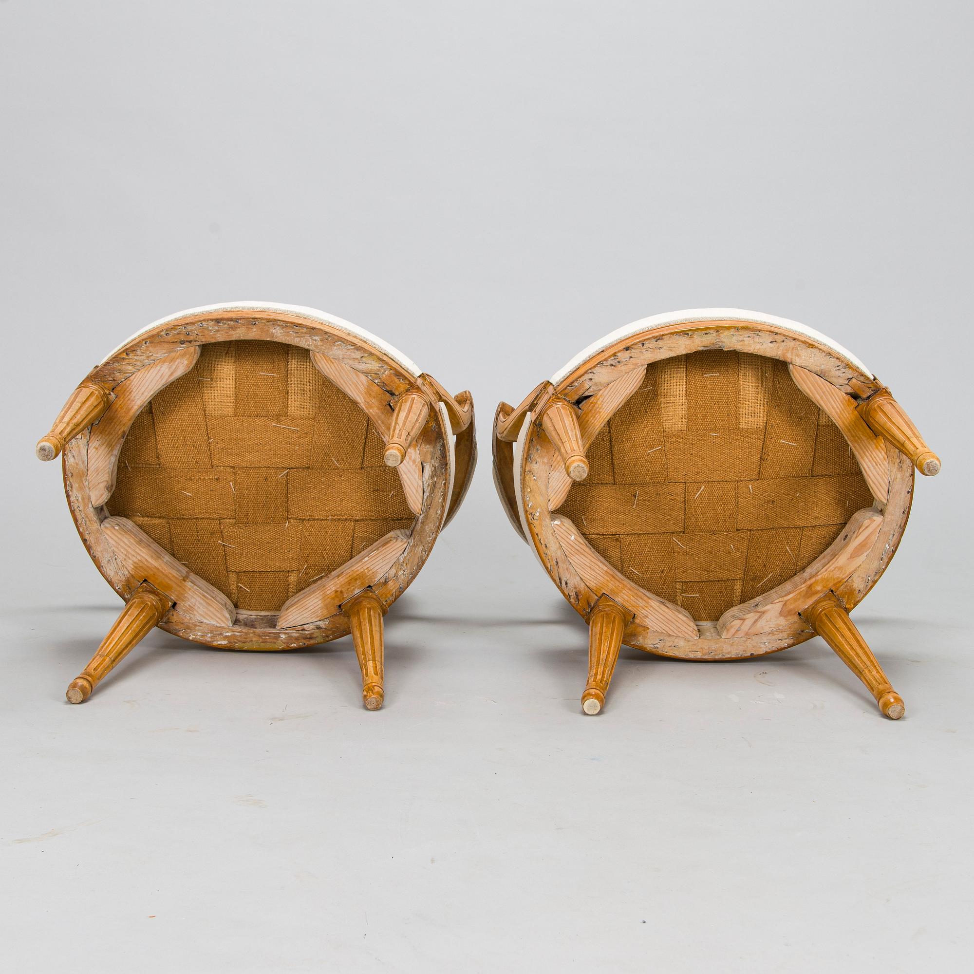 A pair of Gustavian armchairs, 18th century.
