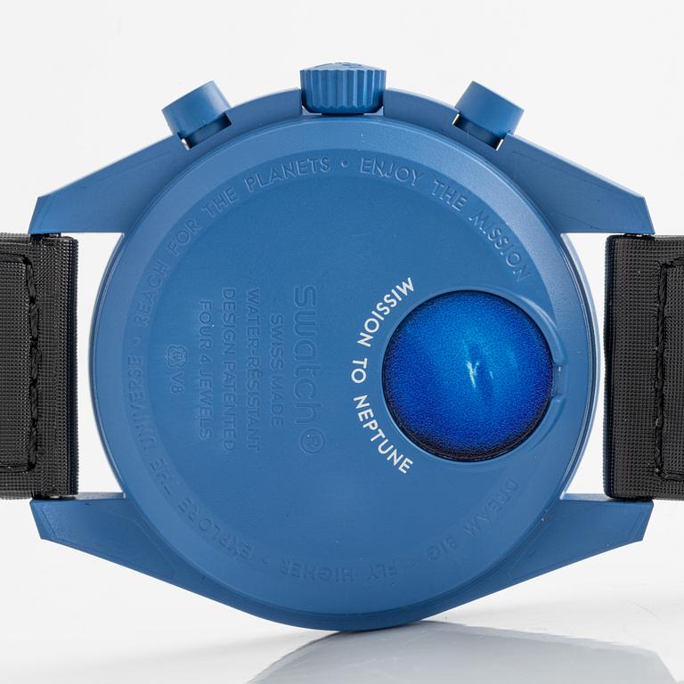 Swatch/Omega, MoonSwatch, Mission to Neptune, kronograf, armbandsur, 42 mm.