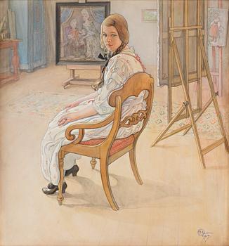 406. Carl Larsson, "Brudtärna" / "Ateljéinteriör" (Bridesmaid / Studio interior).