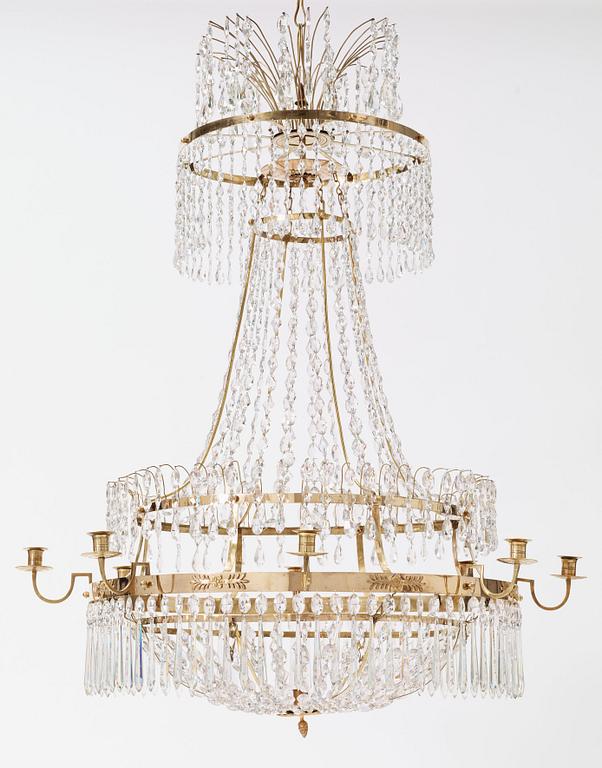 A late Gustavian circa 1800 nine-light chandelier.