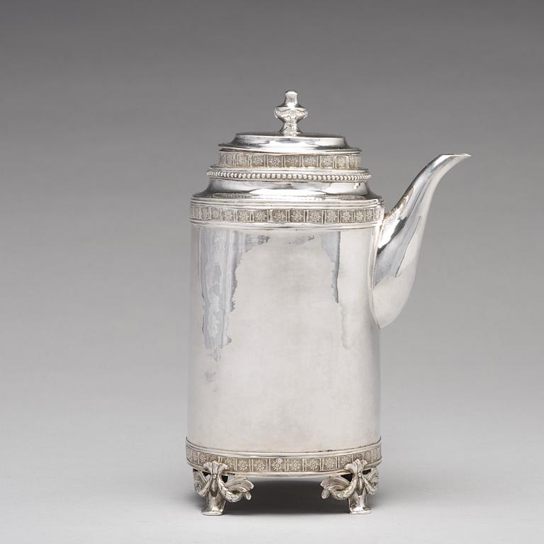 A Swedish 18th century silver coffee-pot, mark of Johan Stras, Stockholm 1783.