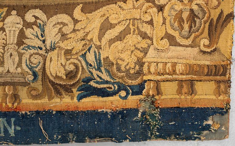 A tapestry, "Verdure", tapestry weave, ca 312-318 x 302-307 cm, Aubusson around 1700-first half of the 18th century.