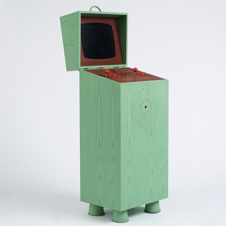 Love Hultén, arkadspel, "Pixelkabinett 42", förlagan till upplagan av 50 ex, utförd i egen studio 2015.