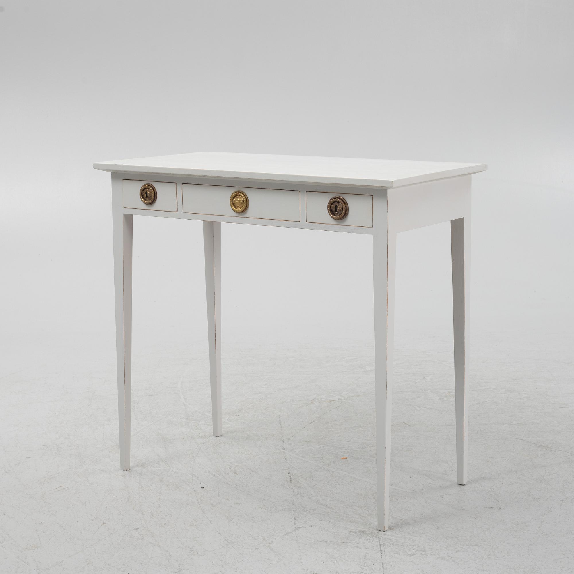 A painted side table with drawers, Gustavian style, 20th Century.