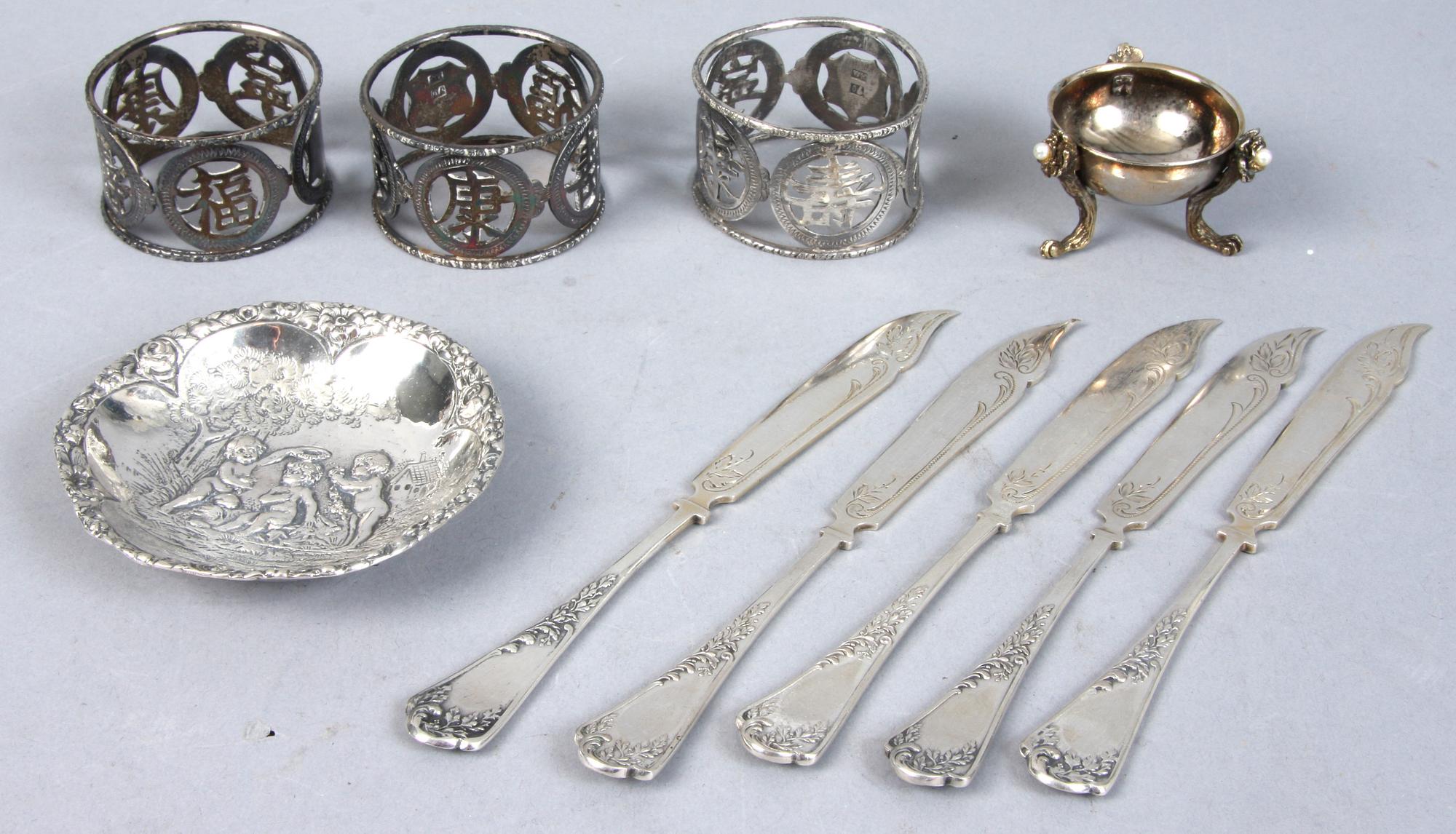 PARTI SILVER, 10 st, bl a Kina, 1900-tal. 314 gram.