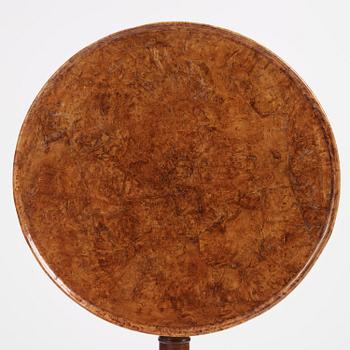 A burr-alder tilt-top table by J. Sjölin (master 1767-1785).