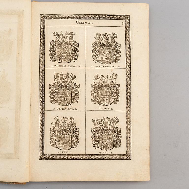 BOK, Sweriges Rikes ridderskaps och adels wapenbok, tryckt i Stockholm 1746.