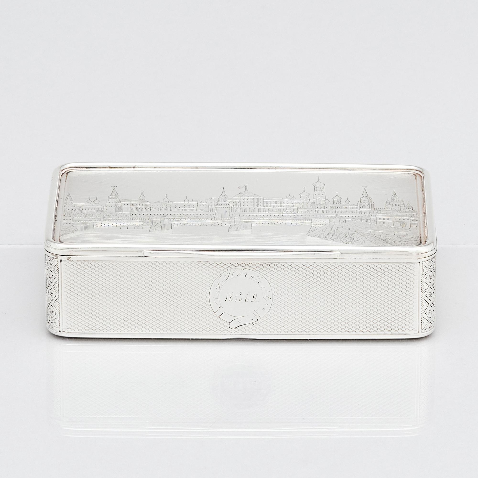 A russian silver box, unclear makers mark, assay master Victor Savinkov, Moscow, Russia, 1869.