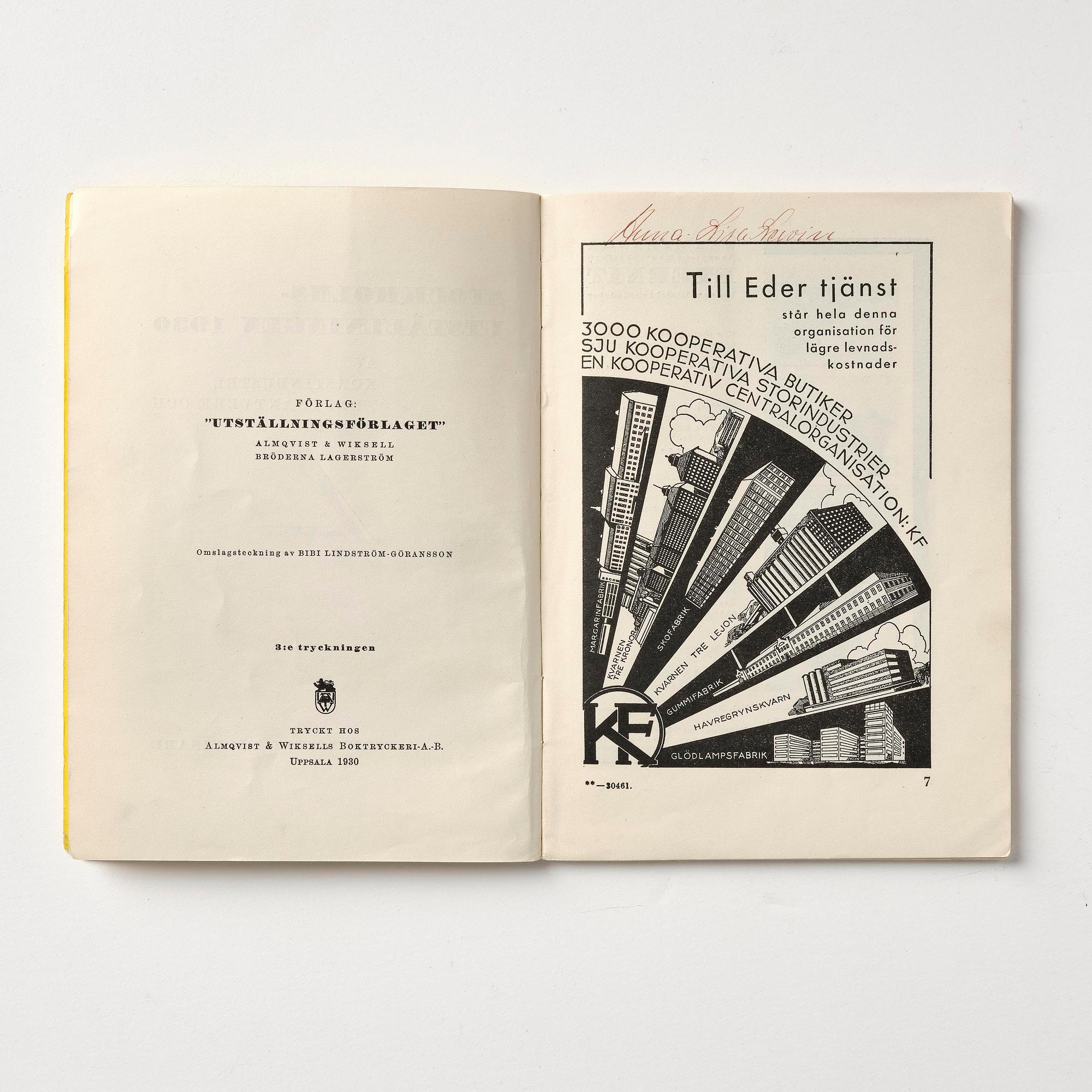 Stockholm Exhibition 1930, catalogue, brochures and souvenirs, six pieces.