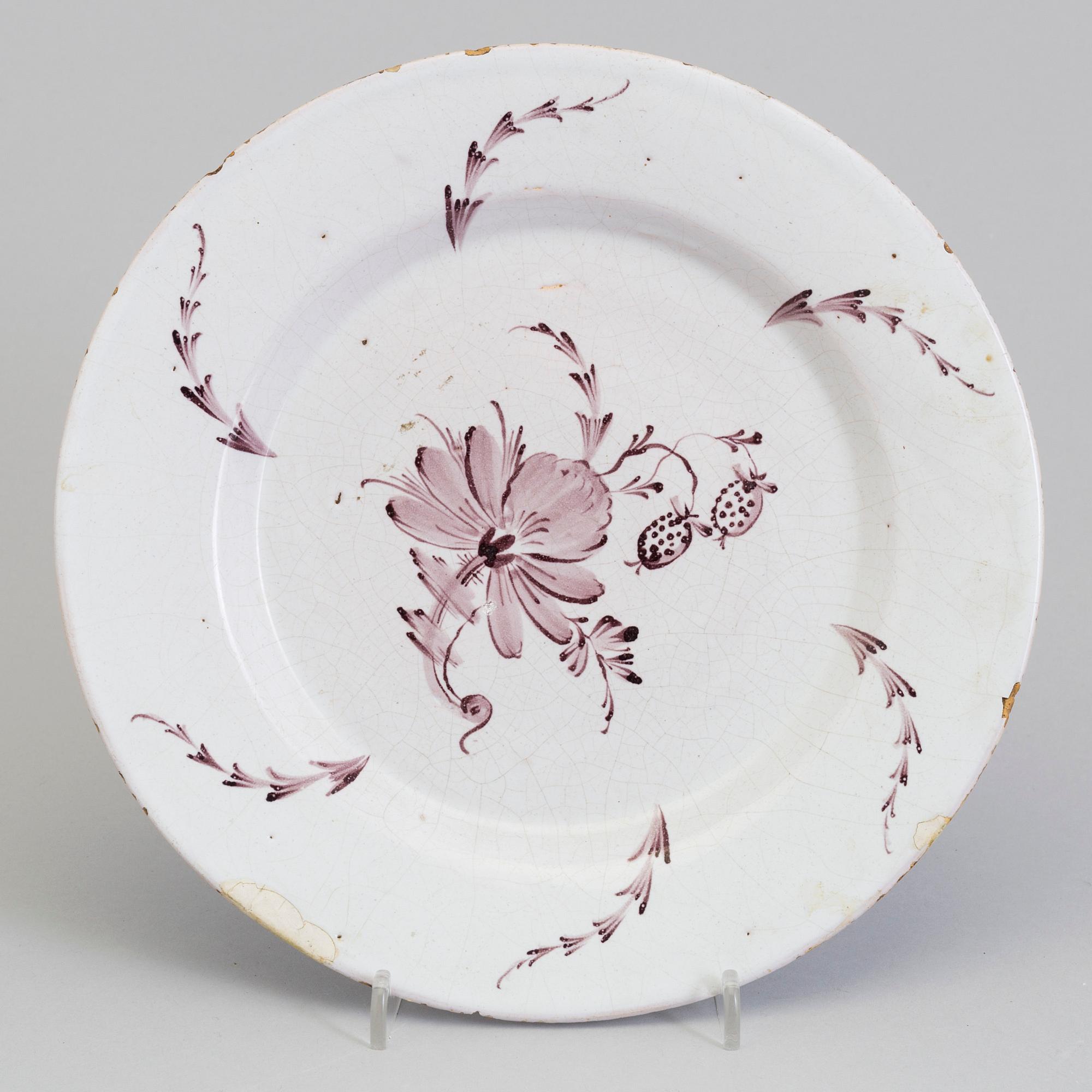 Three Rörstrand faiance dishes, 18th century.