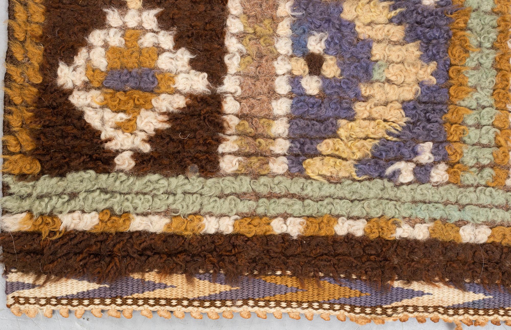 Märta Måås-Fjetterström, a carpet, "Blå randig", knotted pile, ca 141,5-143 x 83-85 cm, signed MMF.