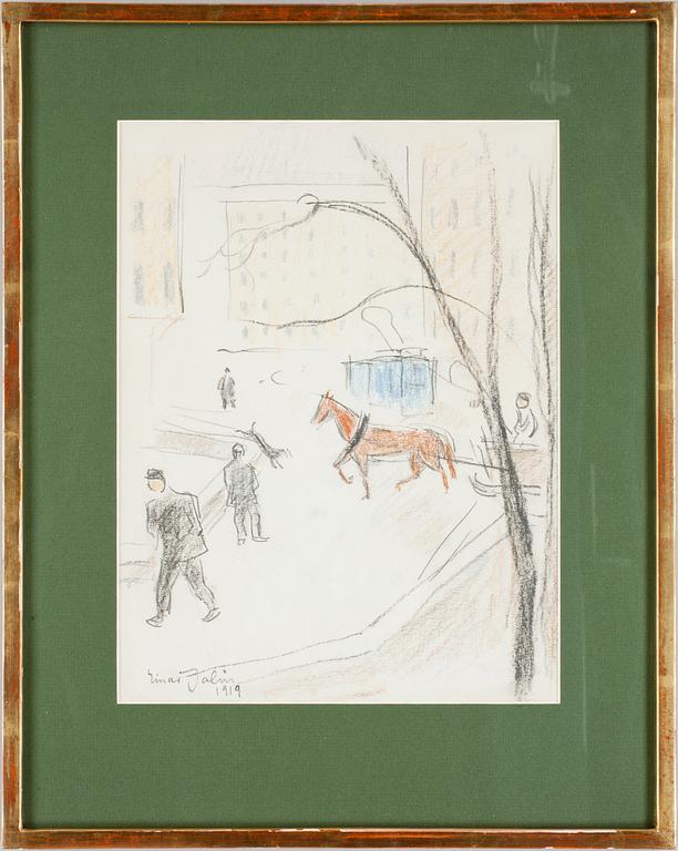 EINAR JOLIN, krita. Sign o dat 1919.