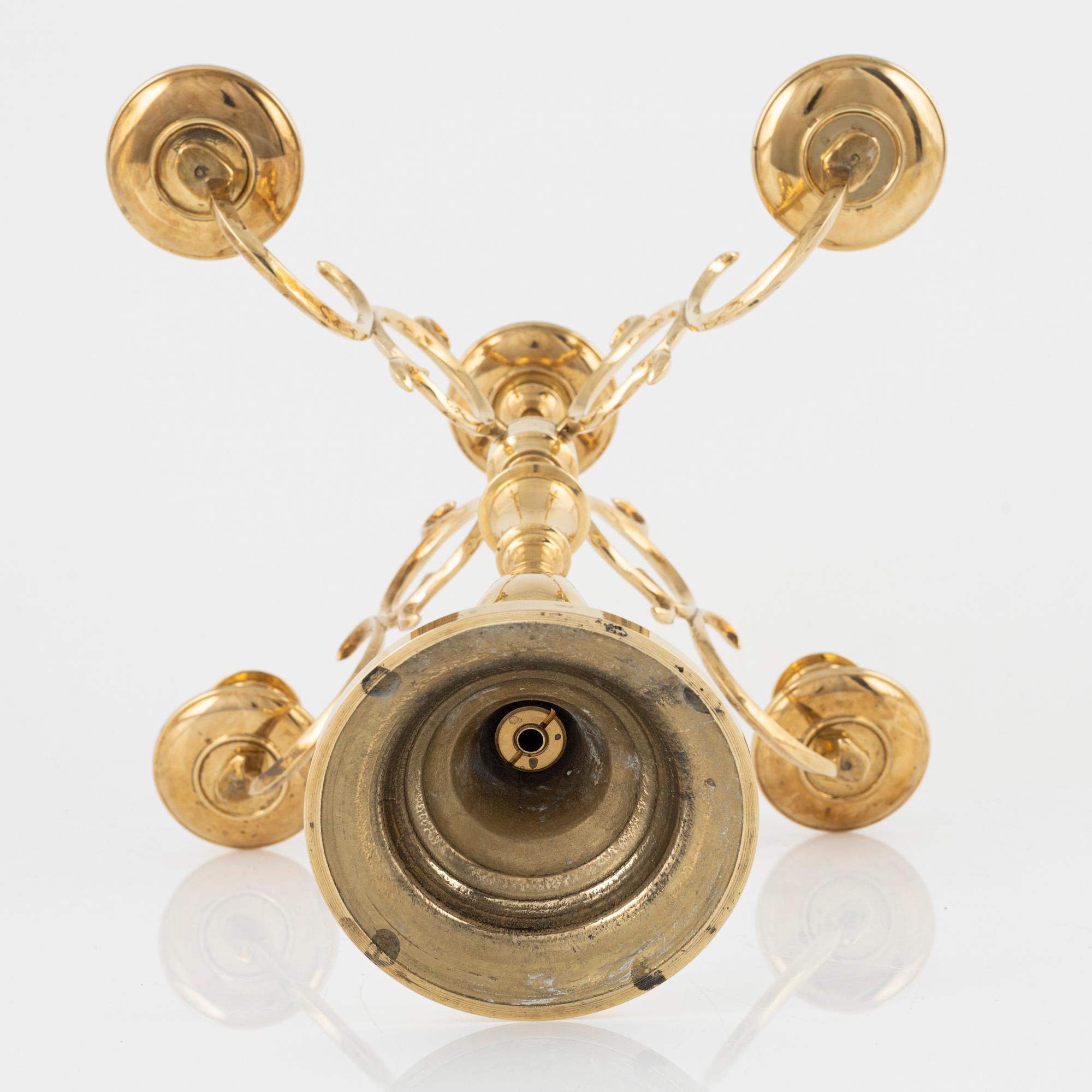 A brass candelabra, Skultuna Messingsbruk, 1989.