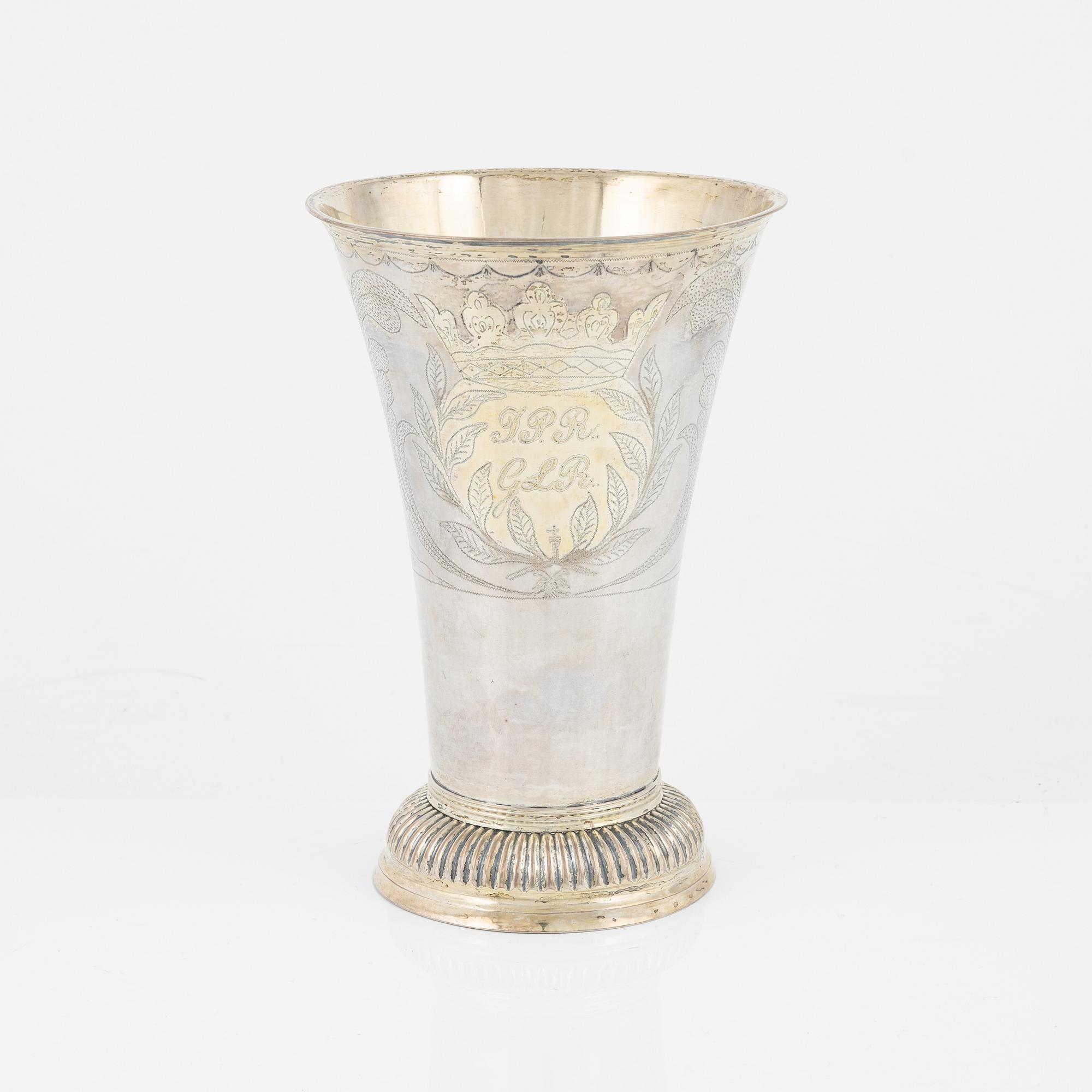 A Swedish parcel-gilt silver beaker, marks of Anders Lindström, Kalmar 1833.