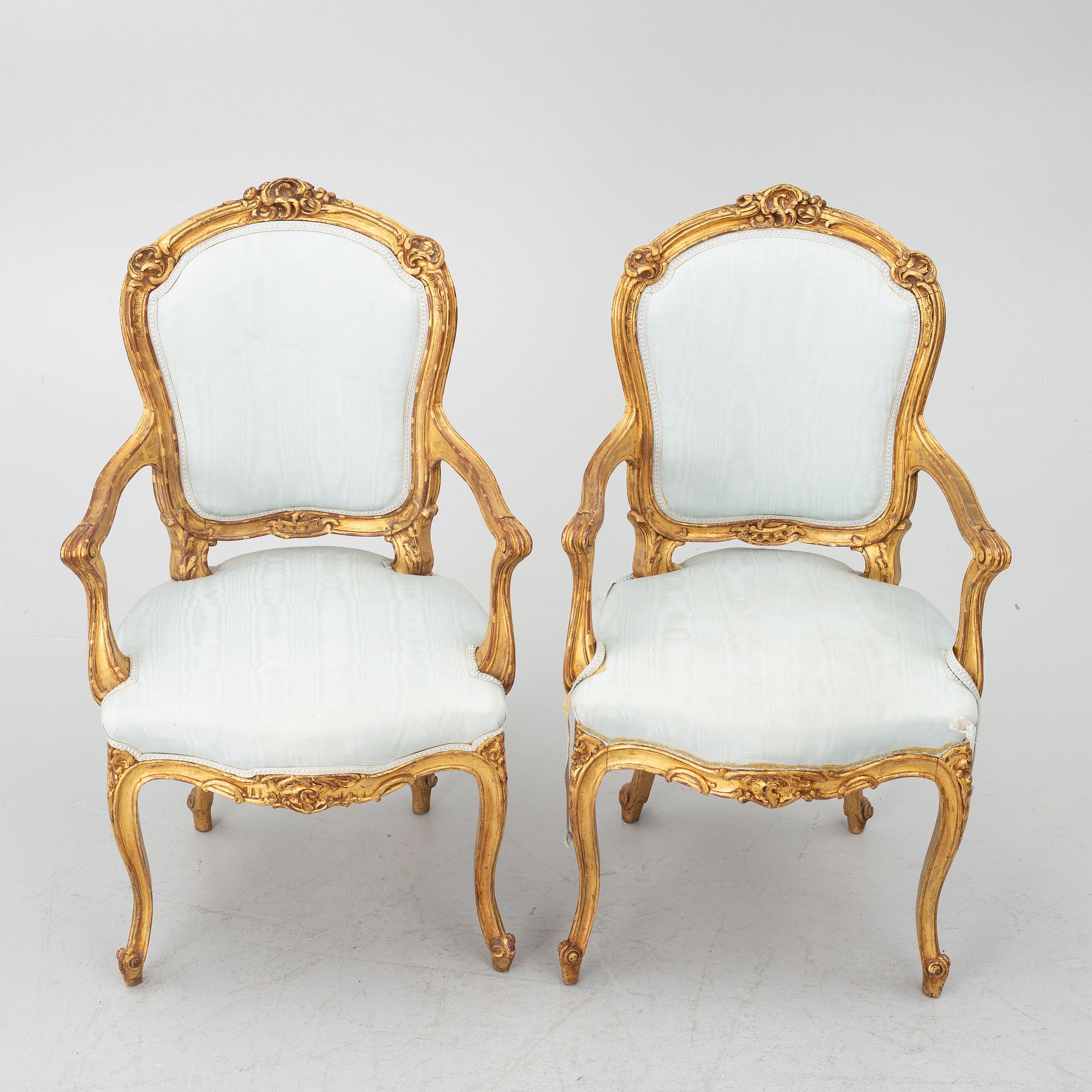 Armchairs, a pair, France, 19th century.