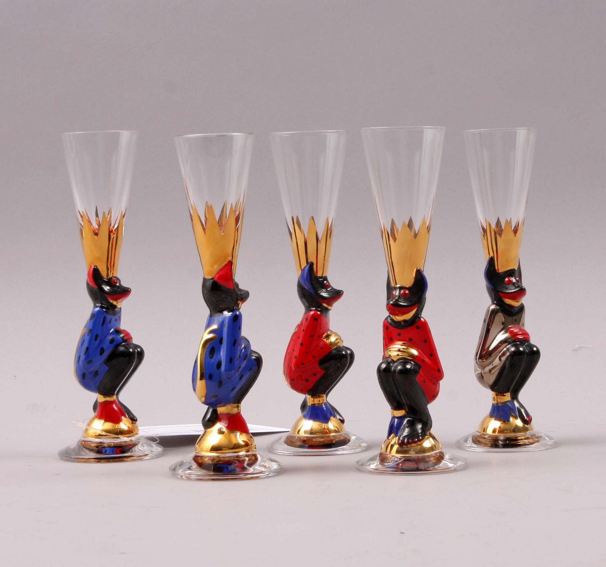 SNAPSGLAS, 5 st, glas, Gunnar Cyrén, Orrefors.