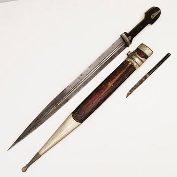 A Caucasian niello-silver mounted Kindjal dagger, second half of 19th Century.