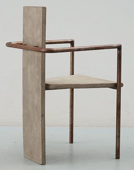 A Jonas Bohlin iron and cast concrete 'Concrete' armchair, by Källemo, Sweden 1981.