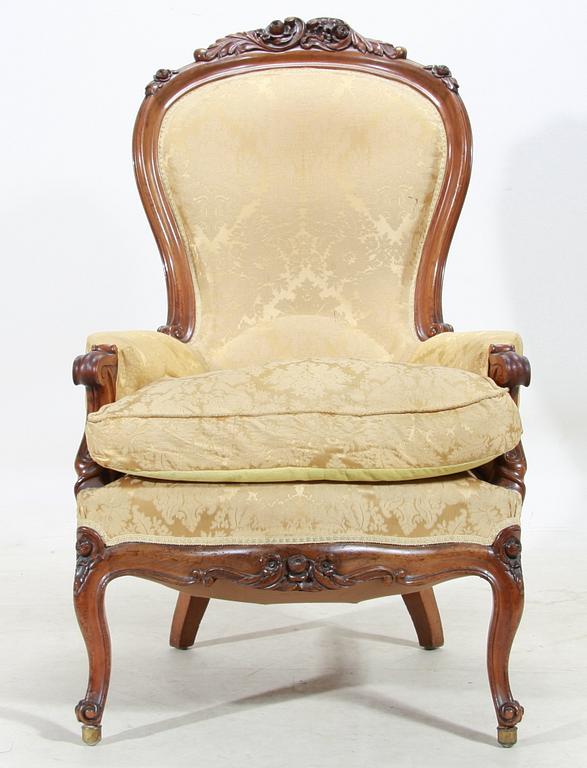 FÅTÖLJ, nyrokoko, 1800-talets andra hälft.