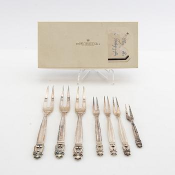 Johan Rohde, forks 7 dlr "Konge/Achorn" sterling silver for Georg Jensen after 1945.