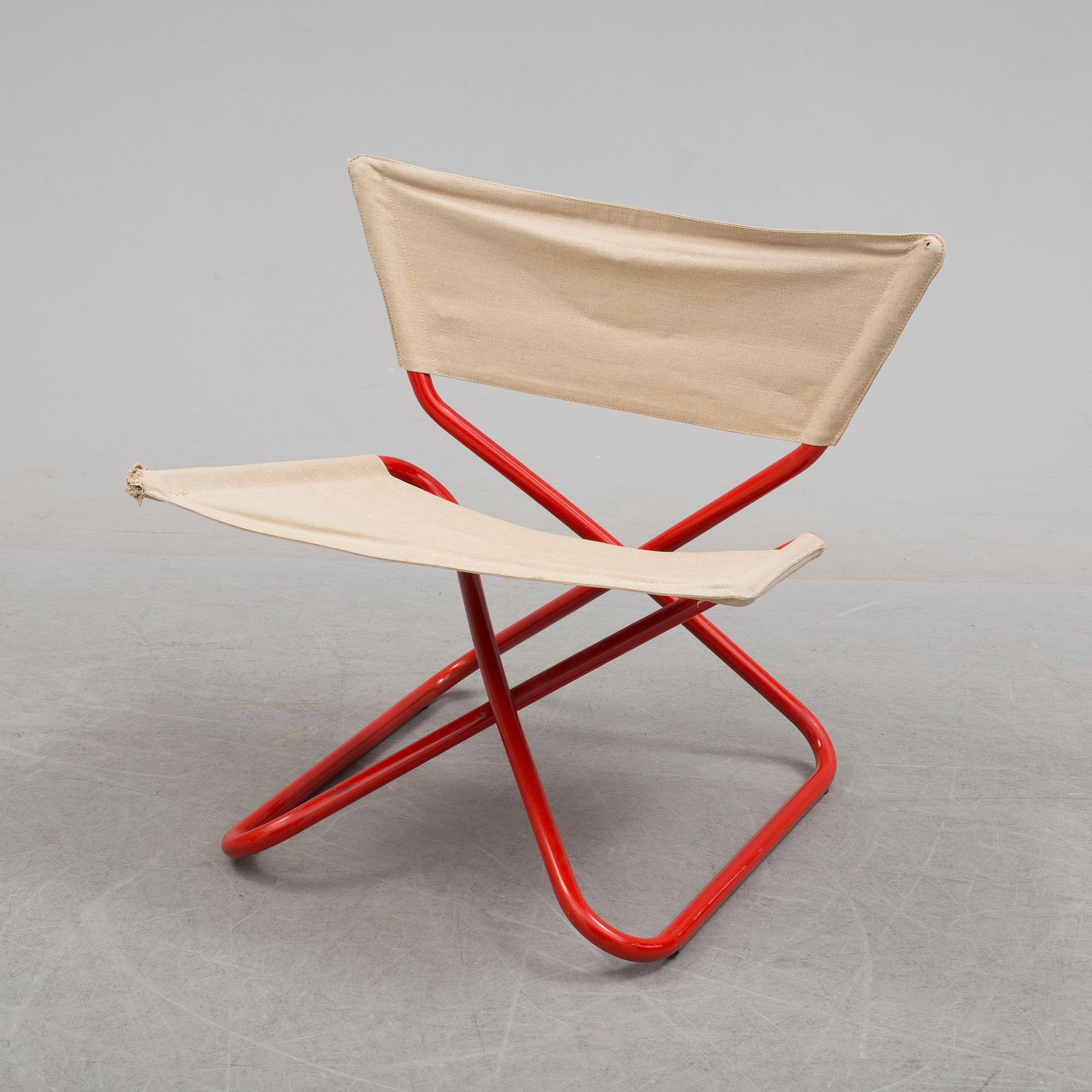 A painted steel with seat and back of canvas 'Z-Down' chair by Erik Magnusson for Torben Orskov, Denmark.
