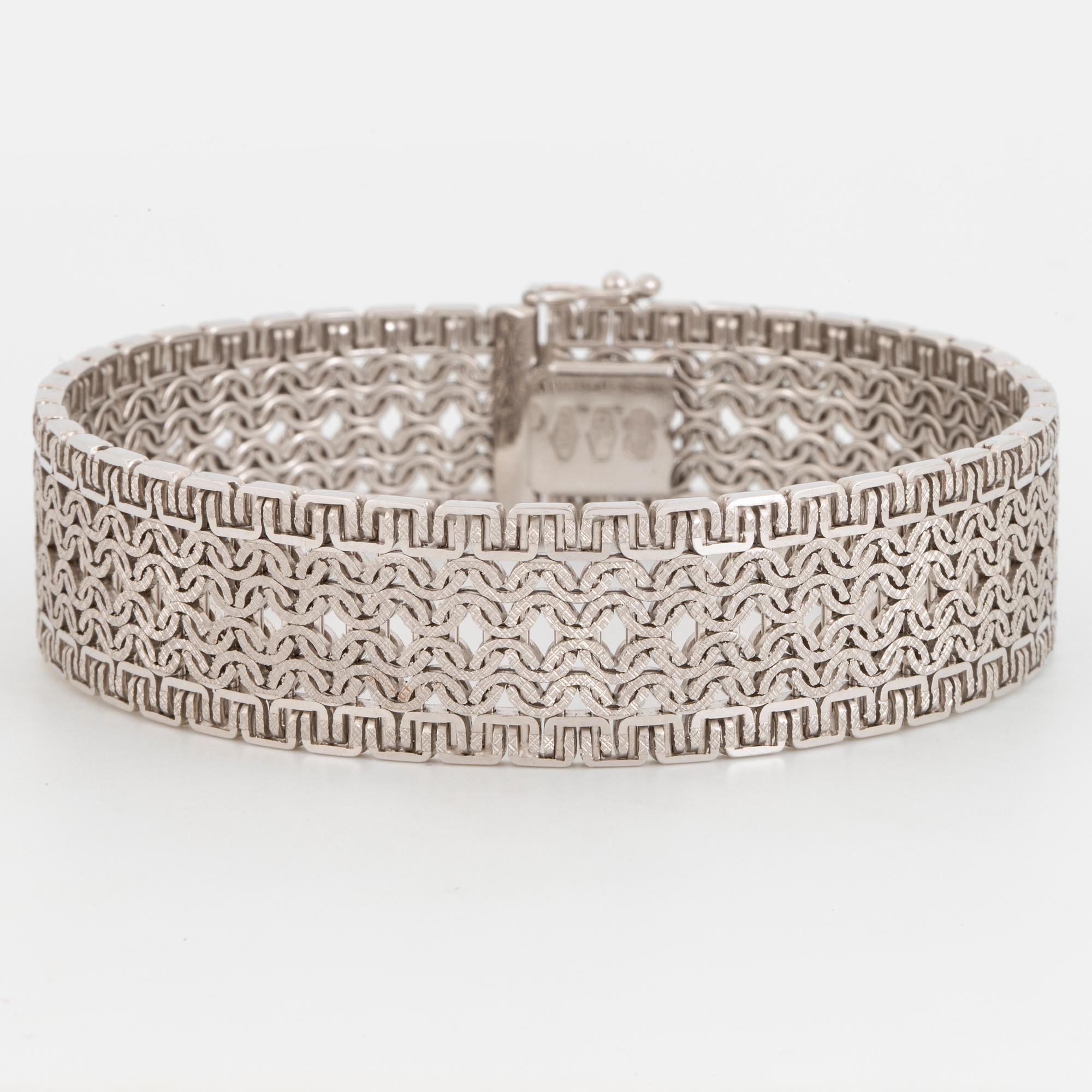 ARMBAND, 18K vitguld, fantasilänk, Uno A Erre, Italien.