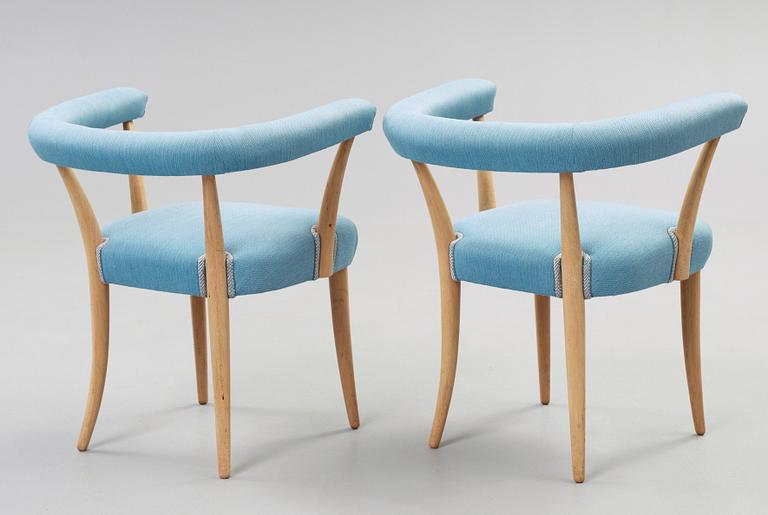 A pair of Josef Frank mahogany chairs, Svenskt Tenn, model 966.