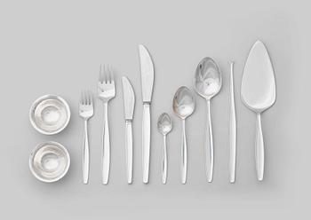 133. Tias Eckhoff, TIAS ECKHOFF, a set of 99 pieces of "Cypress" sterling and stainless steel flatware by Georg Jensen, Danmark, post 1952.