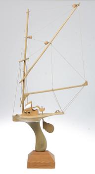 SKULPTUR, trä, Bengt Lundin, monogramsign.