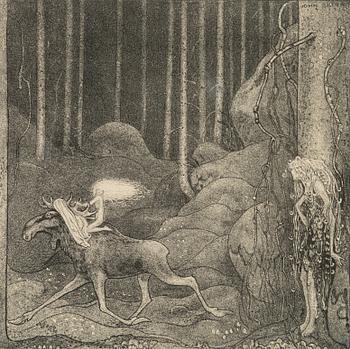 John Bauer, "Tuvstarr, Skutt och skogsrån".