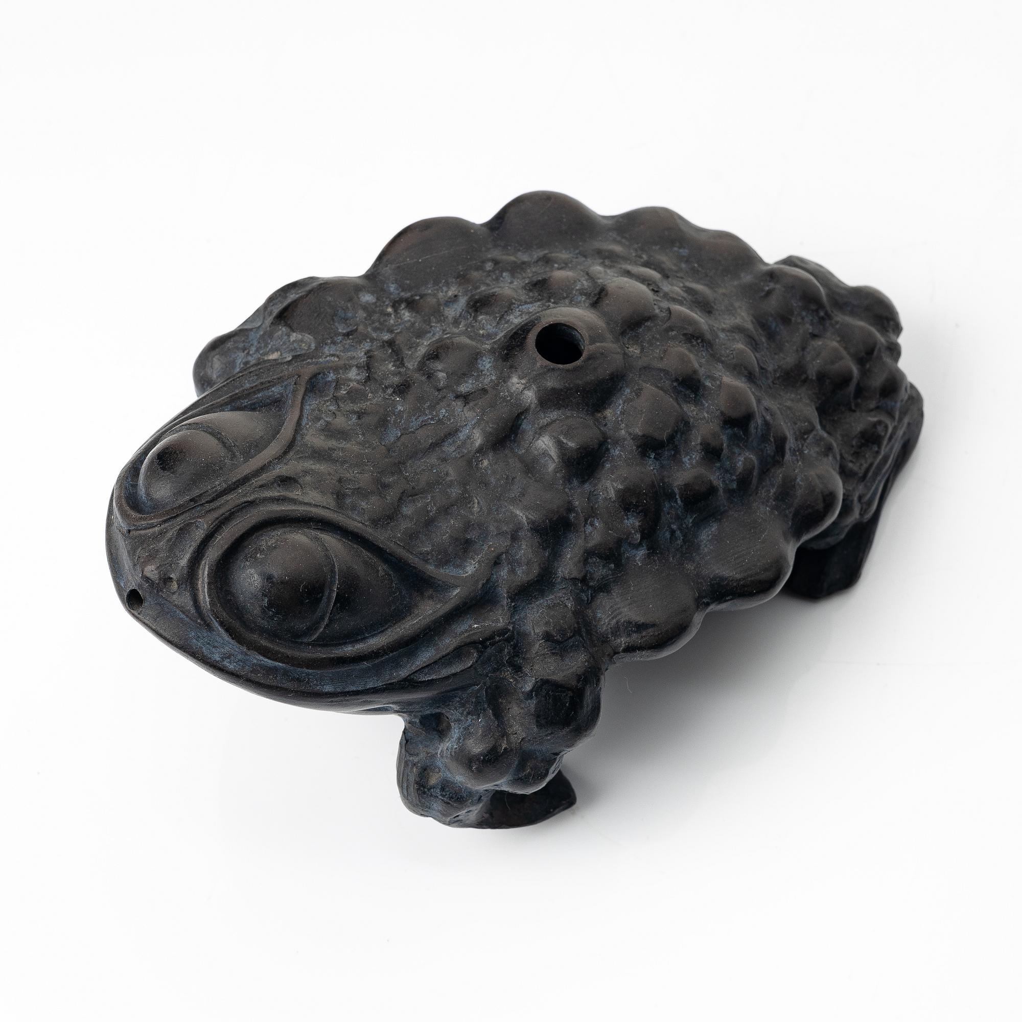 A dark yixing three legged toad 'Jin Chan' water sprinkler, China, 1980s.