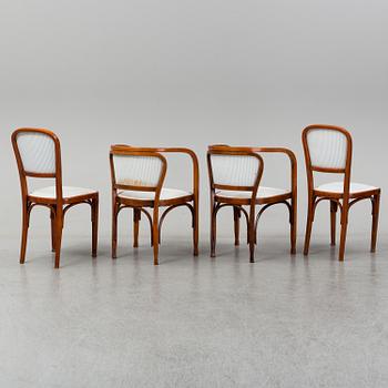 Gustav Siegel, a pair of armchairs, a pair of chairs and a sofa, probably by Jacob & Josef Kohn, Vienna early 1900's.