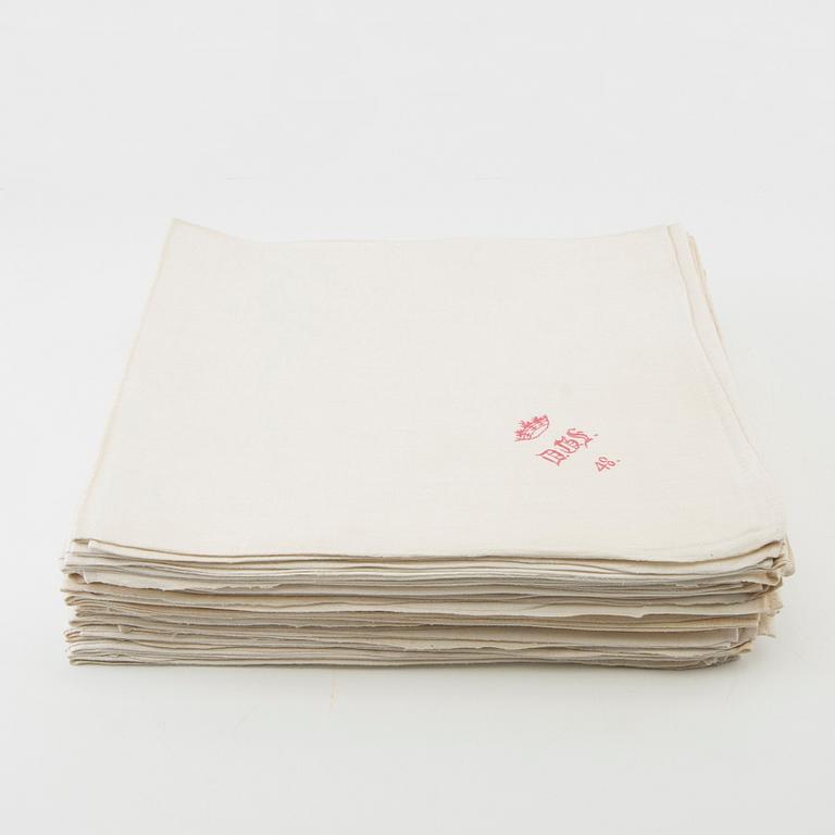 Napkins, 24 pieces dated 1848, damask, approx. 84x77 cm.