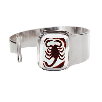 666. A Bengt Liljedahl and Edward Hald silver and glass bangle, Stockholm 1960.