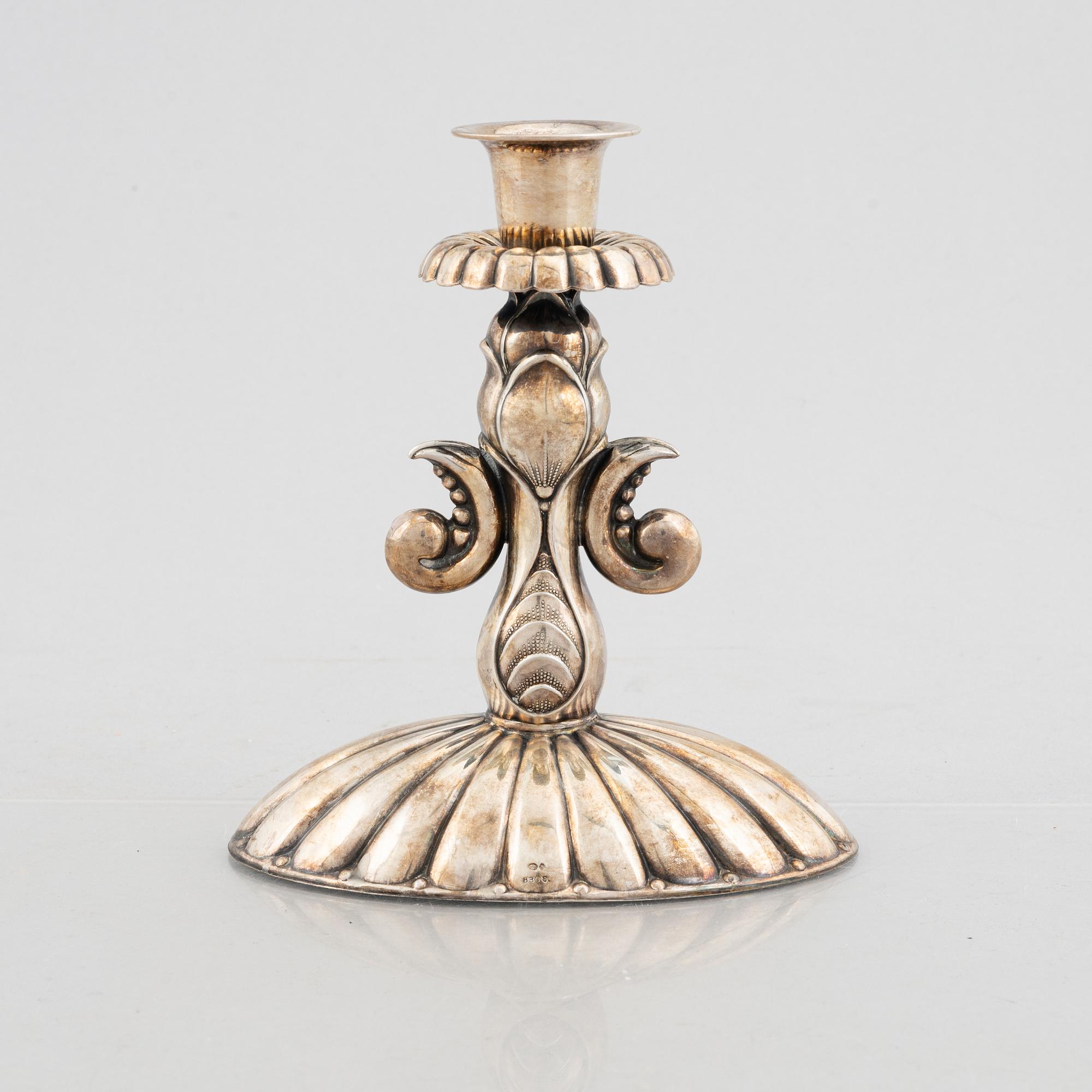 A silver candlestick, Swedish import marks, first half of the 20th Century.