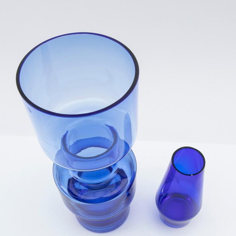 Tamara Aladin, vases, 4 pcs, glass, Riihimäen Lasi, Finland, 1960s/70s.