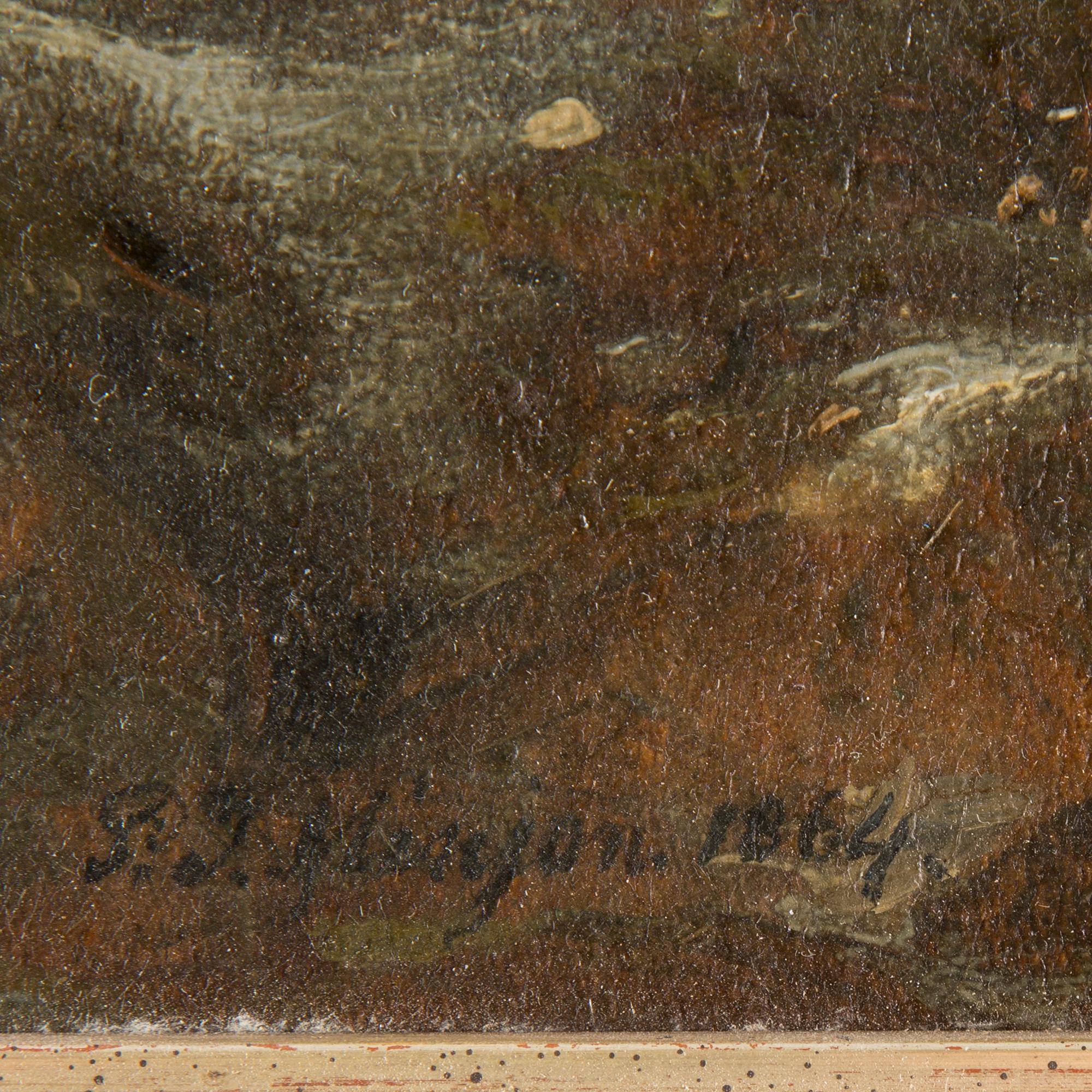 PETER JOSEPH MINJON, tillskrivna, olja på uppfodrad duk, ett par, bär signatur P.J. Minjon samt datering 1864 resp 186?.