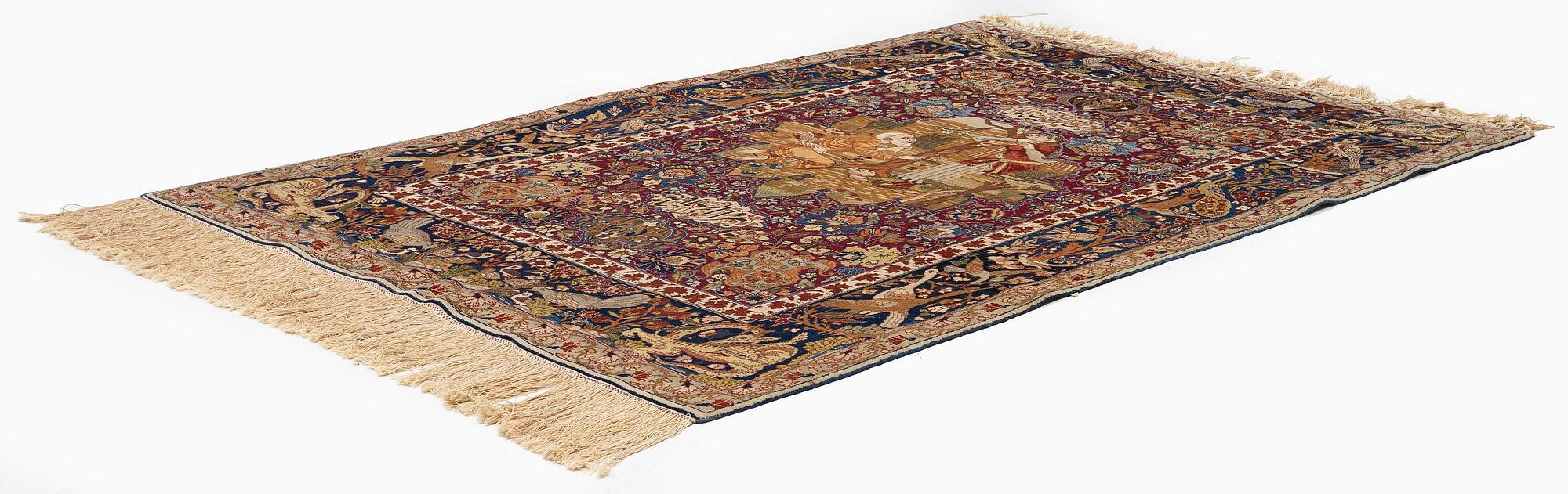 A semi-antique pictoral Tabriz rug, Northwest Persia, c. 200 x 136 cm.