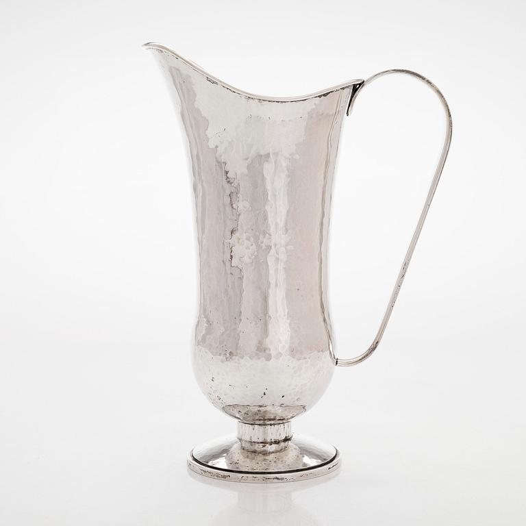 A Polish silver ewer, maker's mark of Erich Adolf, Wrocław, Poland 1920s-30s.