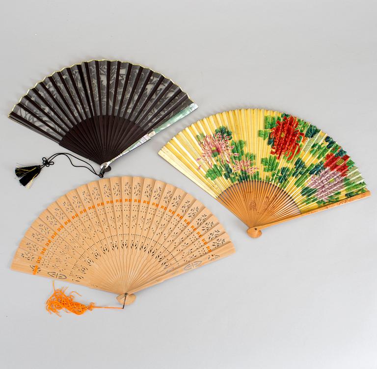 A set of three Chinese fans, early 20th Century.