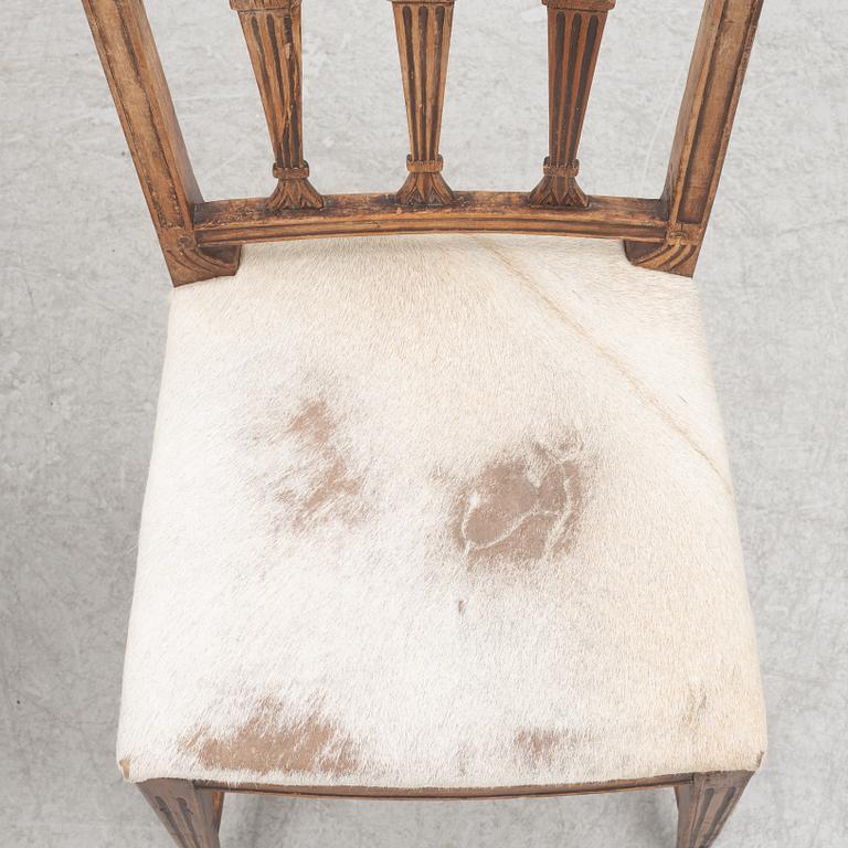 Six late Gustavian chairs, early 18th century.