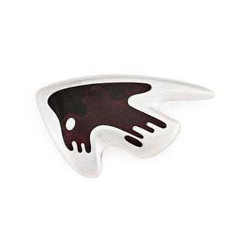 Henning Koppel, a sterling silver and dark brown enamel brooch, Georg Jensen, Copenhagen, Denmark, model 307.