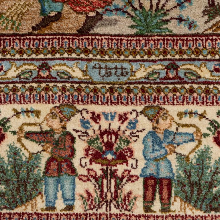 Matta, orientalisk, figural, signerad, ca 220 x 145 cm.