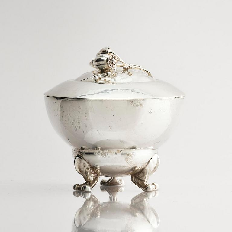 Georg Jensen, a silver bowl with lid, 'Blossom', design no 126, Copenhagen circa 1915-1921.