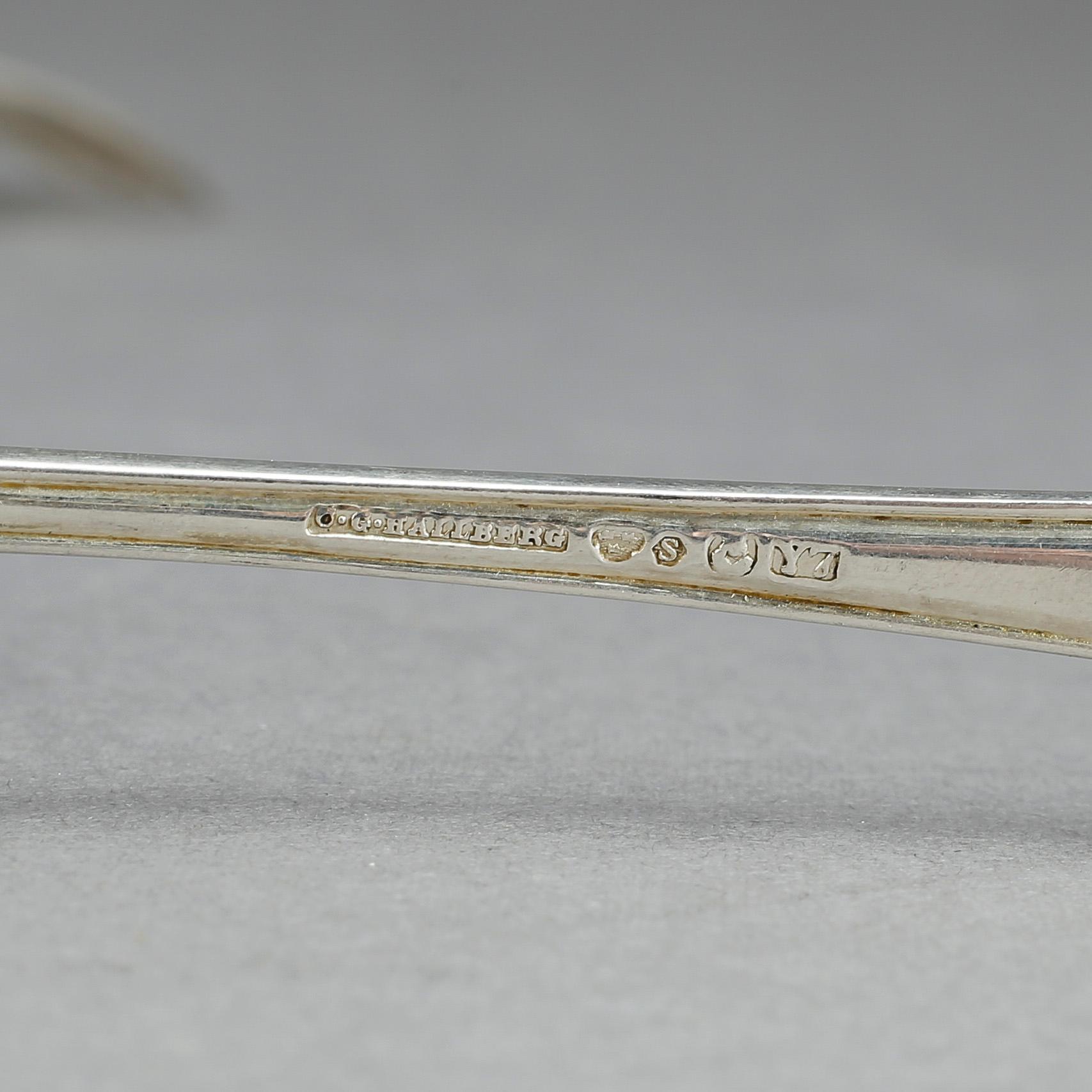 FISKBESTICK, 12 delar, silver, C.G Hallberg, Stockholm 1925. Ca 579 gram.
