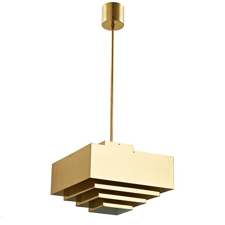 Hans-Agne Jakobsson, a brass and white lacquered "C 896/M" ceiling light, Markaryd, Sweden 1960's-70's.