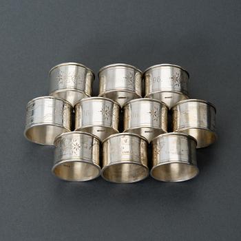 SERVETTRINGAR, 10 st, sterling silver, Kalke, Esbo Finland 2000.