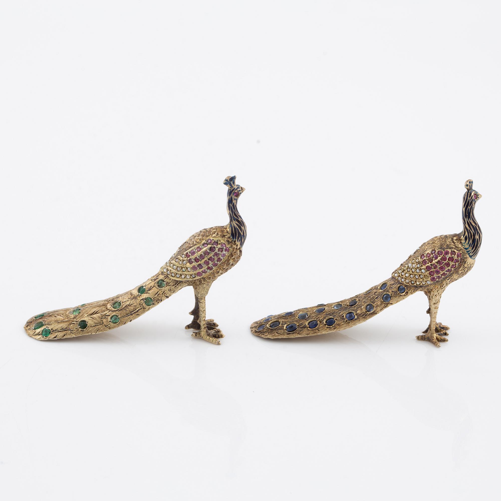 Prydnadsfåglar, ett par, 1800/1900-tal.